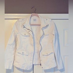Kensie Jeans Military Style White Jean Jacket